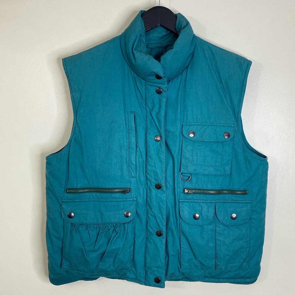 VINTAGE FOXLAND 🦊 MENS DOWN FILLED PUFFER VEST WITH MULTIPLE POCKETS MEDIUM - Picture 2 of 14